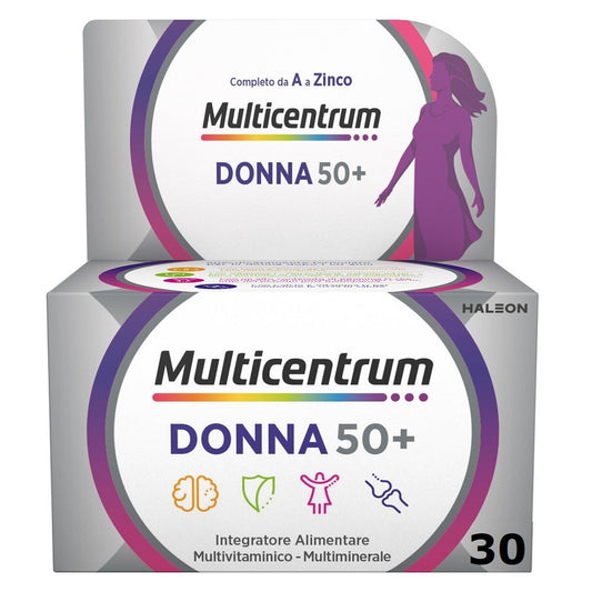 Multicentrum Donna 50+ Integratore Multivitaminico Multiminerale Ferro Calcio Vitamina D D3 30 Compresse
