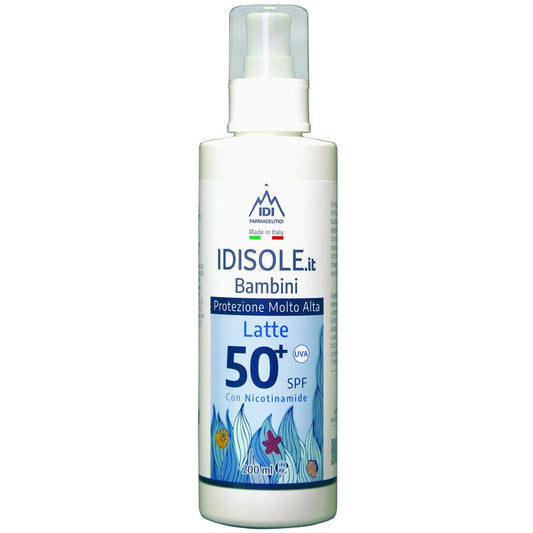 Idisole-IT Bambini Protezione Solare Molto Alta SPF 50+ Latte Corpo 200ml