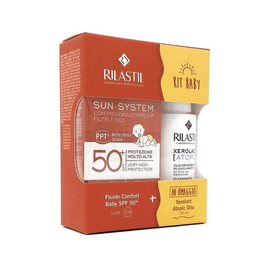 Rilastil Baby Sun System Latte Fluido 50ml Spf50+ Xerolact Atopic Olio 50ml