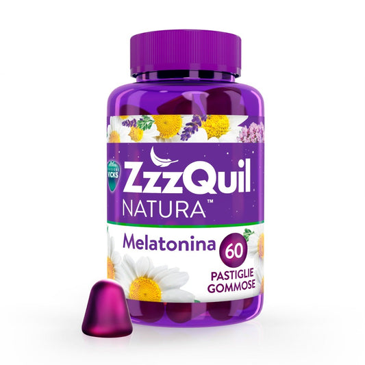 ZzzQuil NATURA Per Dormire 60 Pastiglie Gommose a Base di Melatonina con Camomilla Valeriana Lavanda