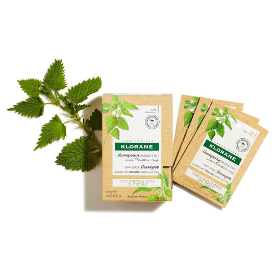 Klorane Shampoo Maschera Lavante 2 In1 Polvere Ortica E Argilla Bio Cuoio Capelluto Grasso 8X3g