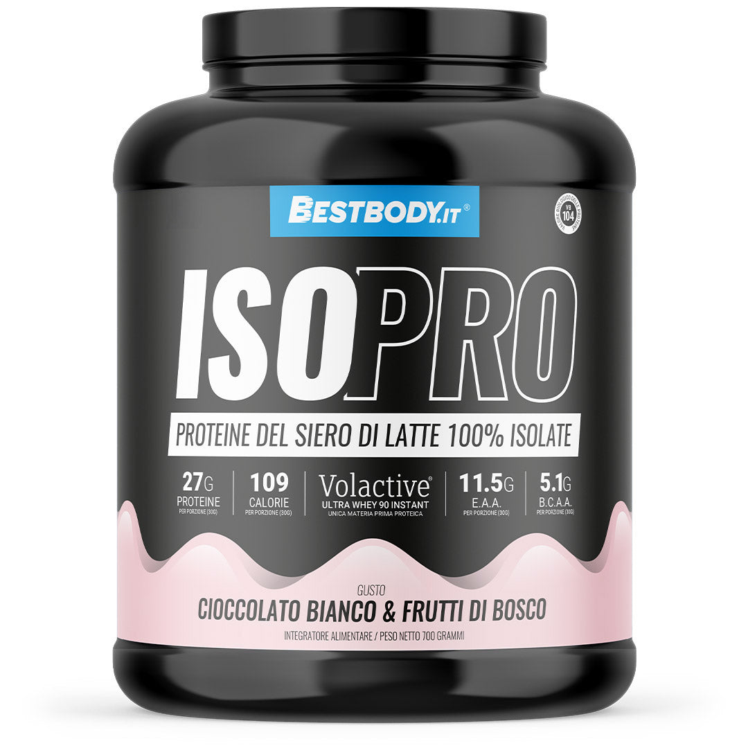 IsoPro 100% Isolate Volactive (700g) Gusto: Cioccolato Bianco Frutti di Bosco