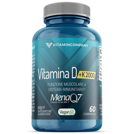Vitamina D + K 2000 (60cpr) - Supporto per ossa, muscoli e sistema immunitario
