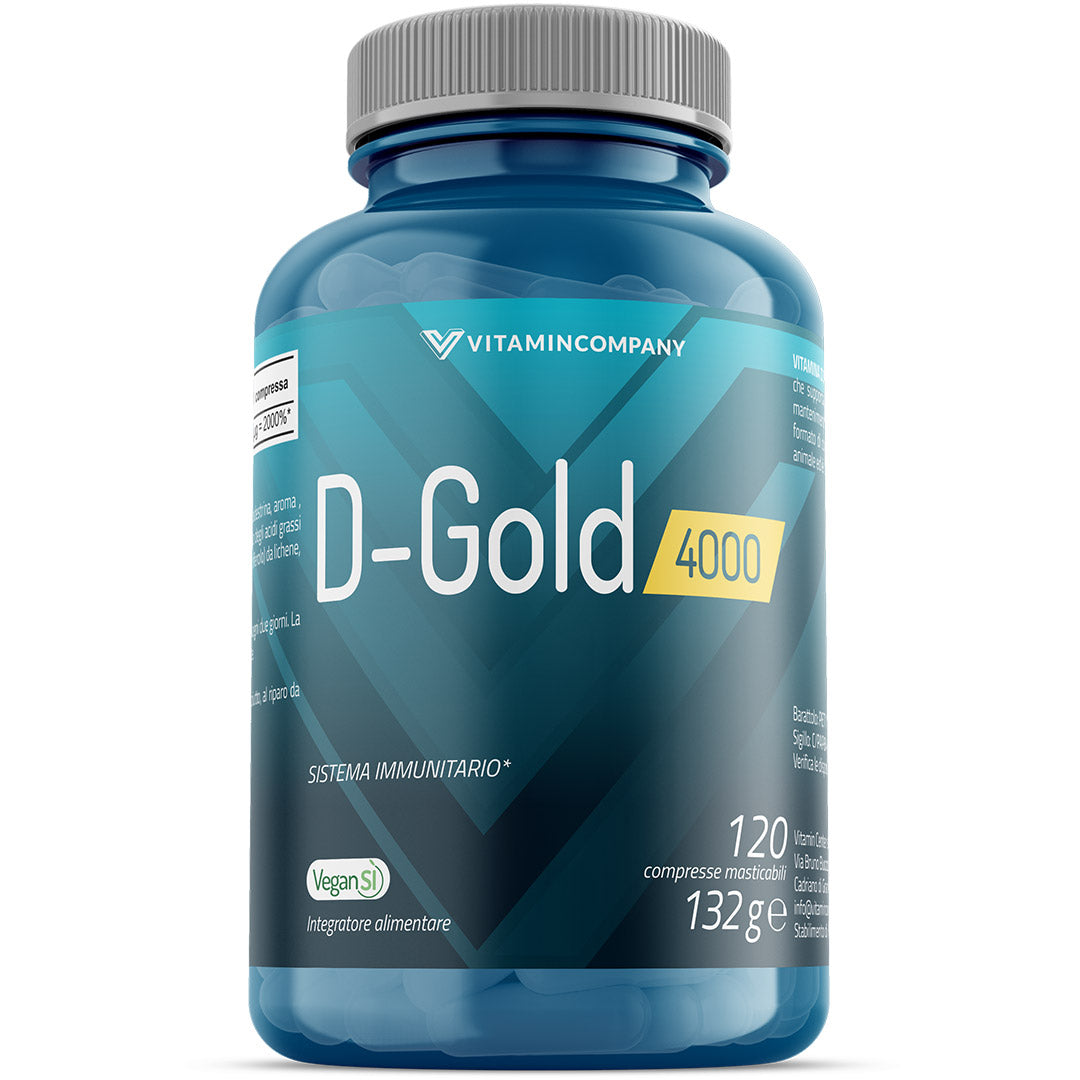 D Gold 4000 UI (120cpr) - Vitamina D masticabile per ossa, muscoli e sistema immunitario