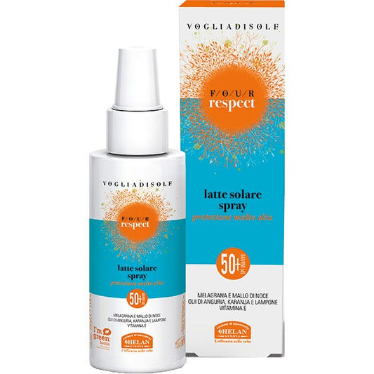 Helan Voglia Di Sole Four Respect Latte Solare Spray SPF50+ Viso/Corpo 100ml