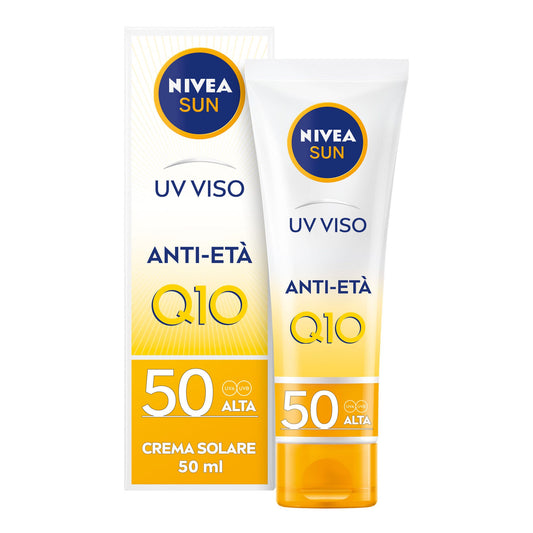 Nivea Sun Uv Viso Anti-età Fp50 50ml Crema Solare Viso Antirughe E Antimacchie Con Coenzima Q10
