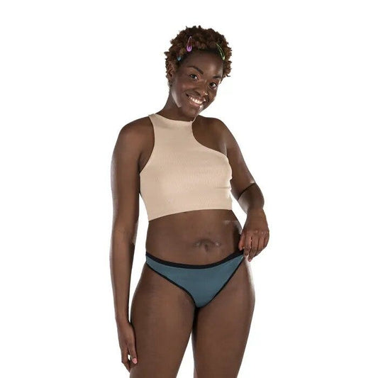 Fluyda Tanga Linea Basic Mutandina Assorbente Nero/Petrolio Taglia S