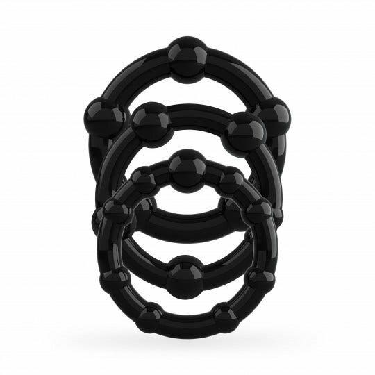 Crushious Triple Bead Set di Anelli per il Pene Neri