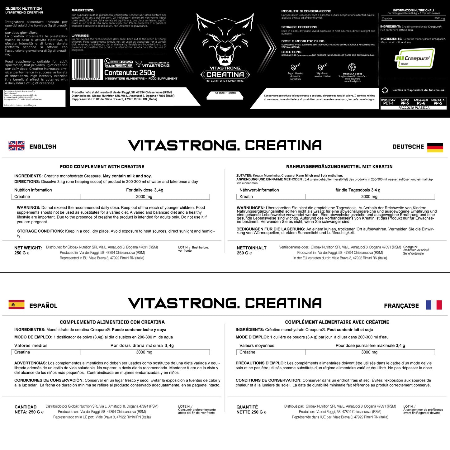 Vitastrong Creatina Creapure 250g