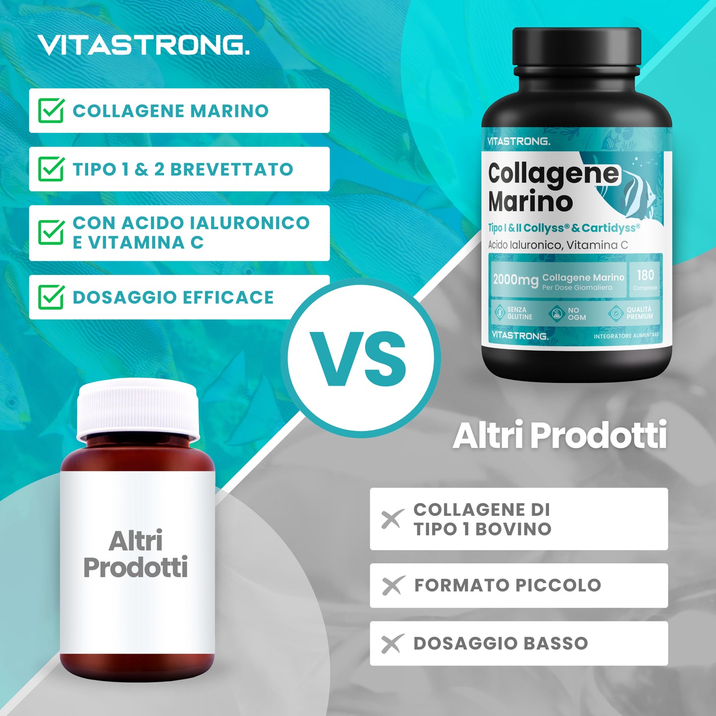 Vitastrong Marine Collagen 180 Compresse