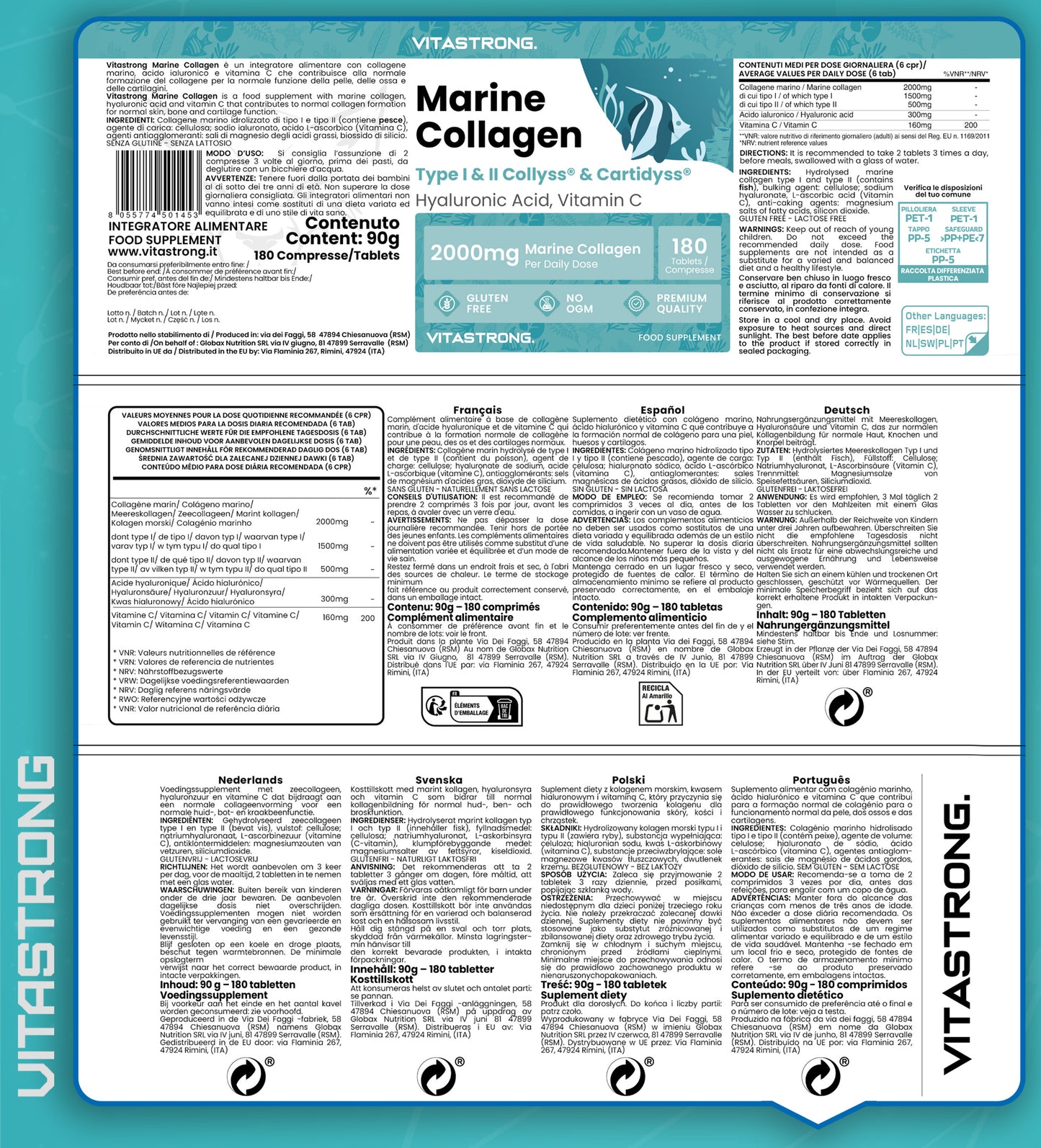 Vitastrong Marine Collagen 180 Compresse
